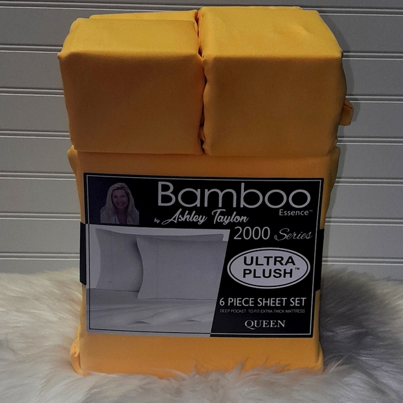 Bamboo Essence Queen Yellow 6 Piece Sheet Set - Picture 3 of 10